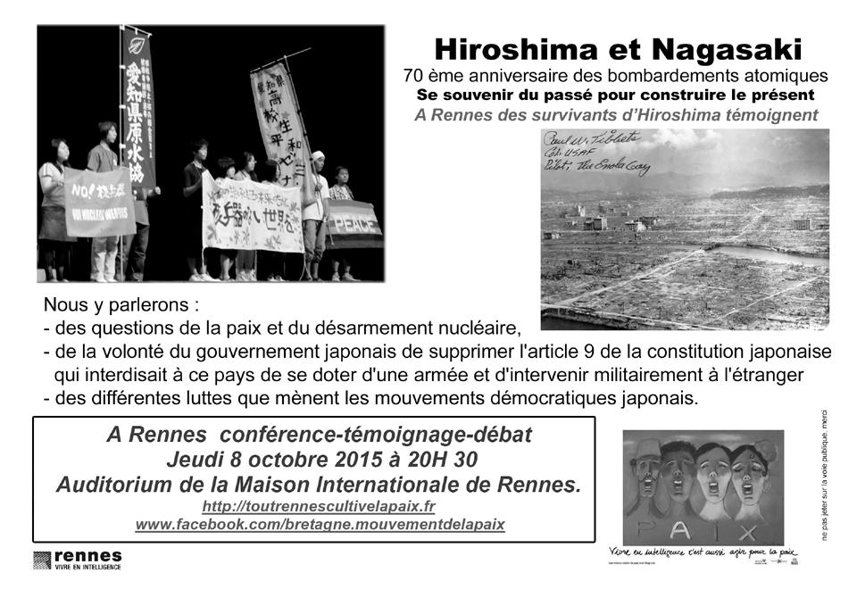 Delegation de survivants d'Hiroshima et de militants japonais en Bretagne