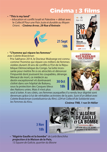 Programme de Tout Rennes Cultive la Paix 2016