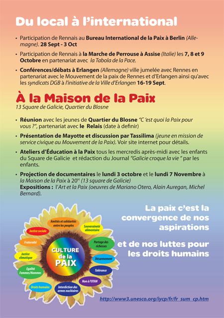 Programme de Tout Rennes Cultive la Paix 2016